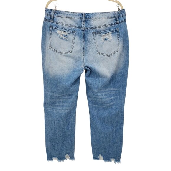 NEW Flamingals Womens XL Jeans Boyfriend Straight Leg Rip Distressed High Rise - Picture 4 of 9